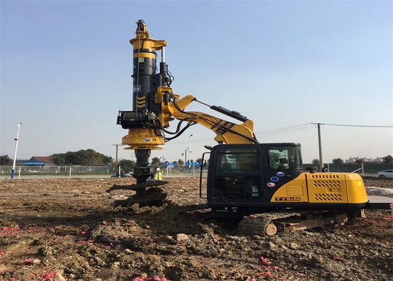 รากฐาน 10m ความลึก 220KN รถขุดขนาดเล็กตอกเสาเข็มขนาดเล็กตอกเสาเข็ม 34.3mpa